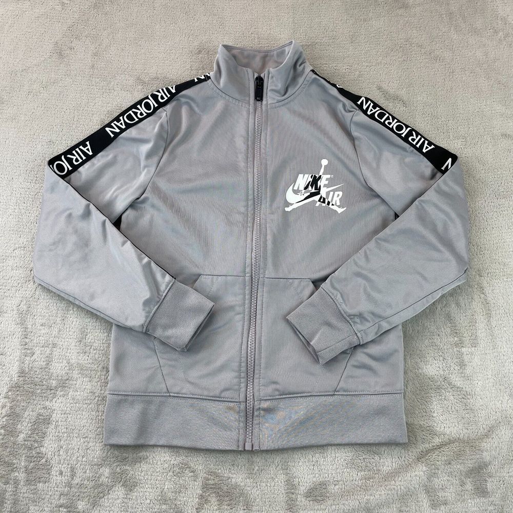 Nike Air Jordan Track Jacket Youth Boys Small 8-10 Yrs Gray Full Zip Logo Stripe